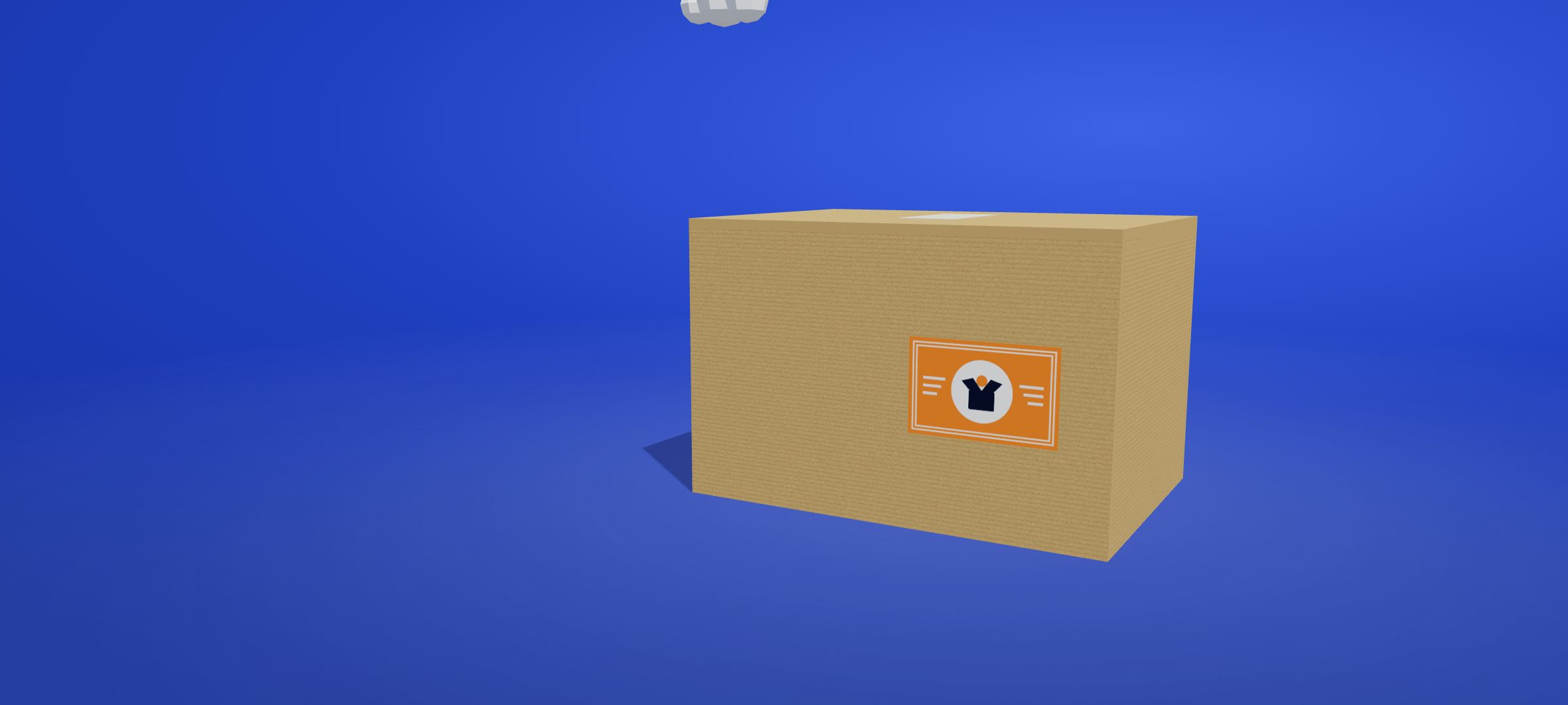 A kraft moving box opening to reveal a miniature Orange County coastline with a small orange moving truck